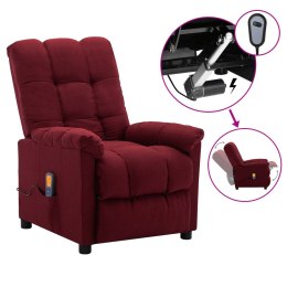  Rozkładany fotel masujący, elektryczny, winna czerwień, tkanina Lumarko!