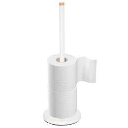 Stojak Na Papier Toaletowy Metalowy + Bambus 15x46,5 Cm Biały (łazienka) Lumarko!