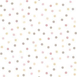 Tapeta Mondo baby Confetti Dots, różowo-biało-brązowa Lumarko!