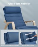 Bujane krzesło z podłokietnikami 5 pozycji Regulowane podnóżka maksymalnie obciążenie 150 kg dla sypialni salon północ niebieski
