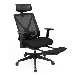 Ergonomiczne krzesło biurowe z podnóżkiem, krzesło biurkowe z podparciem lędźwiowym, regulowany zagłówek i podłokietnik, regulac