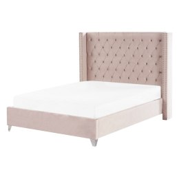 Łóżko welurowe 140 x 200 cm różowe LUBBON Lumarko!