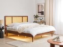 Łóżko LED drewniane 180 x 200 cm ciemne AURAY Lumarko!