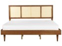 Łóżko LED drewniane 180 x 200 cm ciemne AURAY Lumarko!