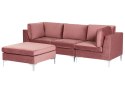 Sofa modułowa 3-osobowa z otomaną welurowa różowa EVJA Lumarko!