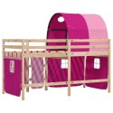 Dziecięce łóżko na antresoli, z tunelem, różowe, 80x200 cm Lumarko!