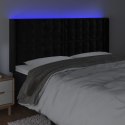 Zagłówek do łóżka z LED, czarny, 163x16x118/128 cm, aksamit Lumarko!
