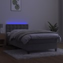 Łóżko kontynentalne z materacem i LED, szare 100x200cm, aksamit Lumarko!