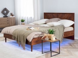 Łóżko LED 180 x 200 cm ciemne drewno MIALET