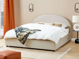 Łóżko z pojemnikiem tapicerowane 180 x 200 cm złamana biel VAUCLUSE