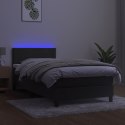 Łóżko kontynentalne z materacem i LED, szary aksamit, 100x200cm Lumarko!