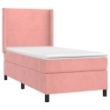 Łóżko kontynentalne z materacem, różowe, aksamit, 80x200 cm Lumarko!