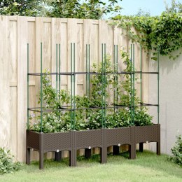 Donica ogrodowa z kratką, brązowa, 160x40x142,5 cm, PP