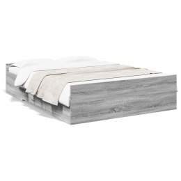 VidaXL Rama łóżka z szufladami, szary dąb sonoma, 140x190 cm
