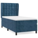 Łóżko kontynentalne z materacem, niebieskie, aksamit, 100x200cm