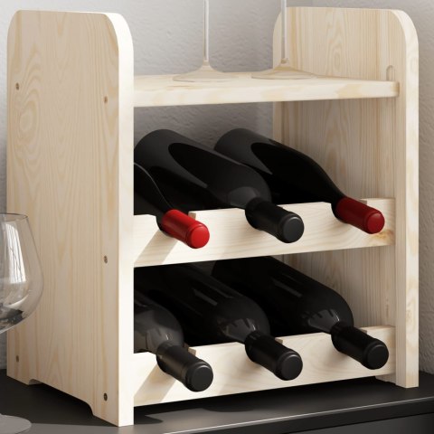 Stojak na wino, z górną półką, 33x25x37 cm, lite drewno sosnowe