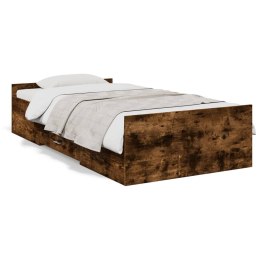 VidaXL Rama łóżka z szufladami, przydymiony dąb, 100x200 cm