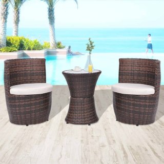  3-cz. zestaw mebli bistro z poduszkami, rattan PE, brązowy Lumarko!