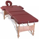  Czerwony składany stół do masażu 3 strefy z drewnianą ramą Lumarko!