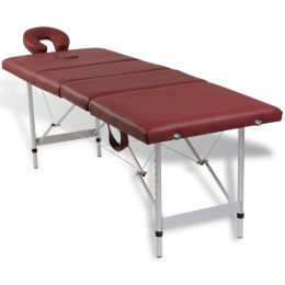  Czerwony składany stół do masażu 4 strefy z aluminiową ramą Lumarko!