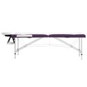  2-strefowy, składany stół do masażu, aluminium, biało-fioletowy Lumarko!