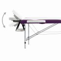  2-strefowy, składany stół do masażu, aluminium, biało-fioletowy Lumarko!