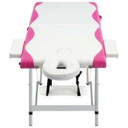  2-strefowy, składany stół do masażu, aluminium, biało-różowy Lumarko!