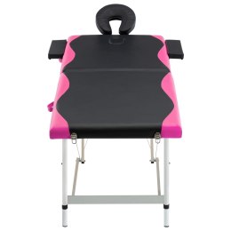 Lumarko 2-strefowy, składany stół do masażu, aluminium, czarno-różowy