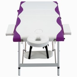 Lumarko 3-strefowy, składany stół do masażu, aluminium, biało-fioletowy