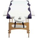  Składany stół do masażu, 2 strefy, drewniany, biało-fioletowy Lumarko!