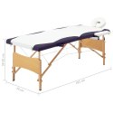  Składany stół do masażu, 2 strefy, drewniany, biało-fioletowy Lumarko!