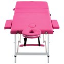  Składany stół do masażu, 3 strefy, aluminiowy, różowy Lumarko!
