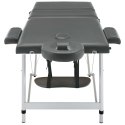  Stół do masażu, 3 strefy, rama z aluminium, antracyt, 186x68cm Lumarko!