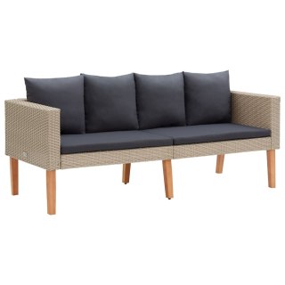  2-osobowa sofa ogrodowa z poduszkami, rattan PE, beż Lumarko!