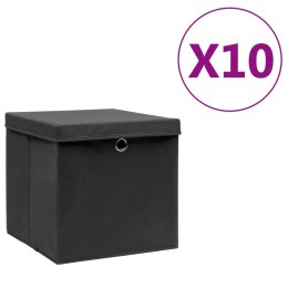  Pudełka z pokrywami, 10 szt., 28x28x28 cm, czarne Lumarko!