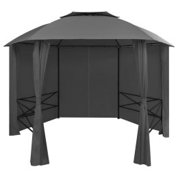 Lumarko Namiot ogrodowy z zasłonami, sześciokątny, 360x265 cm