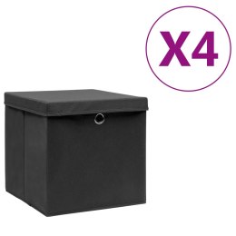  Pudełka z pokrywami, 4 szt., 28x28x28 cm, czarne Lumarko!