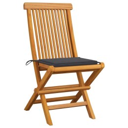  Krzesła ogrodowe, antracytowe poduszki, 6 szt., drewno tekowe Lumarko!