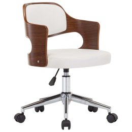  Obrotowe krzesło stołowe, białe, gięte drewno i sztuczna skóra Lumarko!