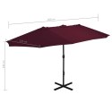  Parasol ogrodowy na słupku aluminiowym, 460 x 270 cm, bordowy Lumarko!