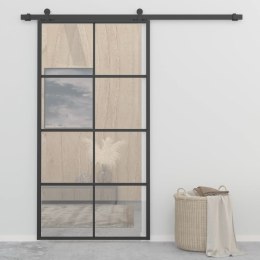  Drzwi przesuwne, aluminium i szkło ESG, 102,5x205 cm, czarne Lumarko!