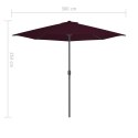  Półparasol balkonowy, aluminiowy słupek, bordo, 300x150x253 cm Lumarko!