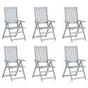 Rozkładane krzesła ogrodowe, 6 szt., szare, drewno akacjowe Lumarko!