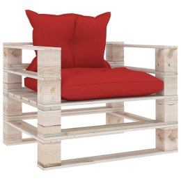  Sofa ogrodowa z palet, czerwone poduszki, drewno sosnowe Lumarko!