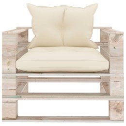  Sofa ogrodowa z palet, z kremowymi poduszkami, drewno sosnowe Lumarko!