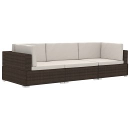  3-częściowa sofa do ogrodu, z poduszkami, polirattan, brązowa Lumarko!