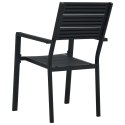  Krzesła ogrodowe, 4 szt., czarne, HDPE o wyglądzie drewna Lumarko!