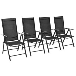  Składane krzesła ogrodowe, 4 szt., aluminium/textilene, czarne Lumarko!