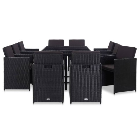  11-cz. zestaw mebli ogrodowych z poduszkami, rattan PE, czarny Lumarko!