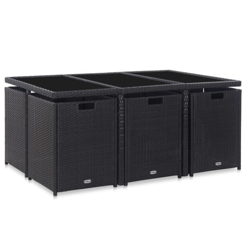  11-cz. zestaw mebli ogrodowych z poduszkami, rattan PE, czarny Lumarko!